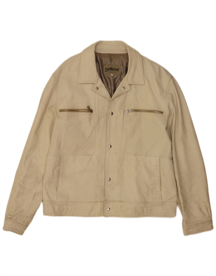 Settore Chaqueta de cuero para hombre UK 42 XL Beige