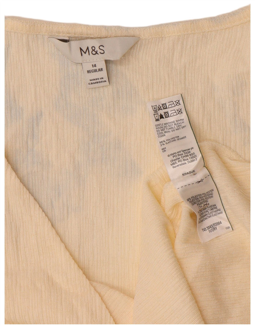 Marks & Spencer Blusa de manga larga para mujer UK 44 Poliéster beige medio