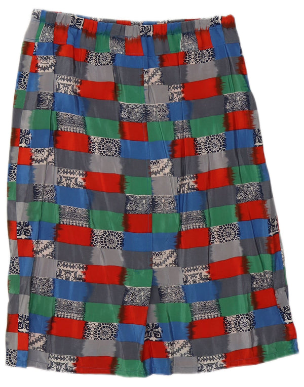 Falda recta vintage para mujer W30 medio multicolor geométrico