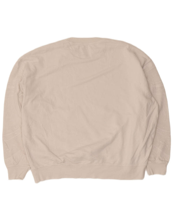 Desigual Mujer Gráfico Sudadera De Gran Tamaño Jersey UK 18 XL Algodón Blanco