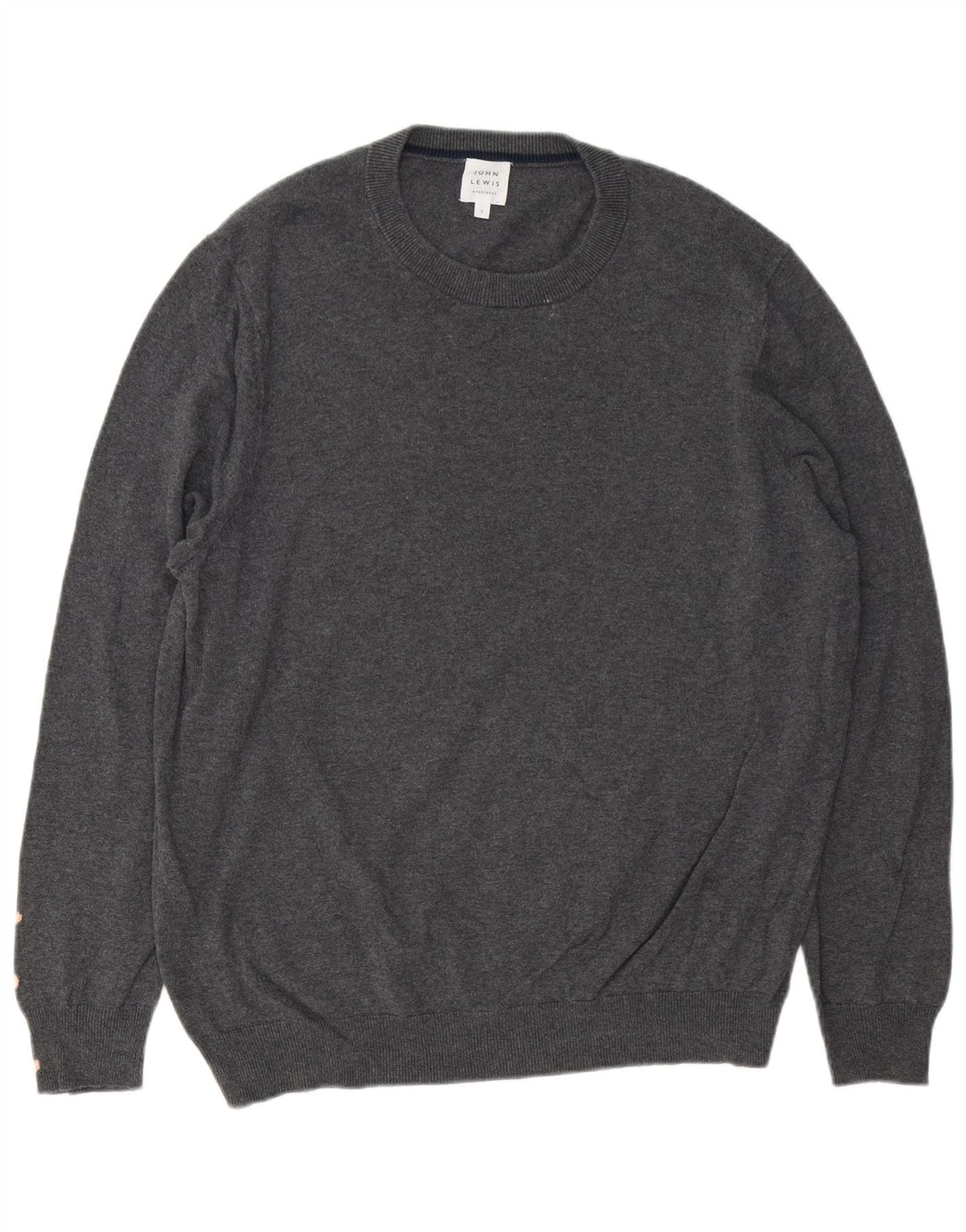 John Lewis - Jersey de cuello redondo para hombre, talla grande, algodón gris