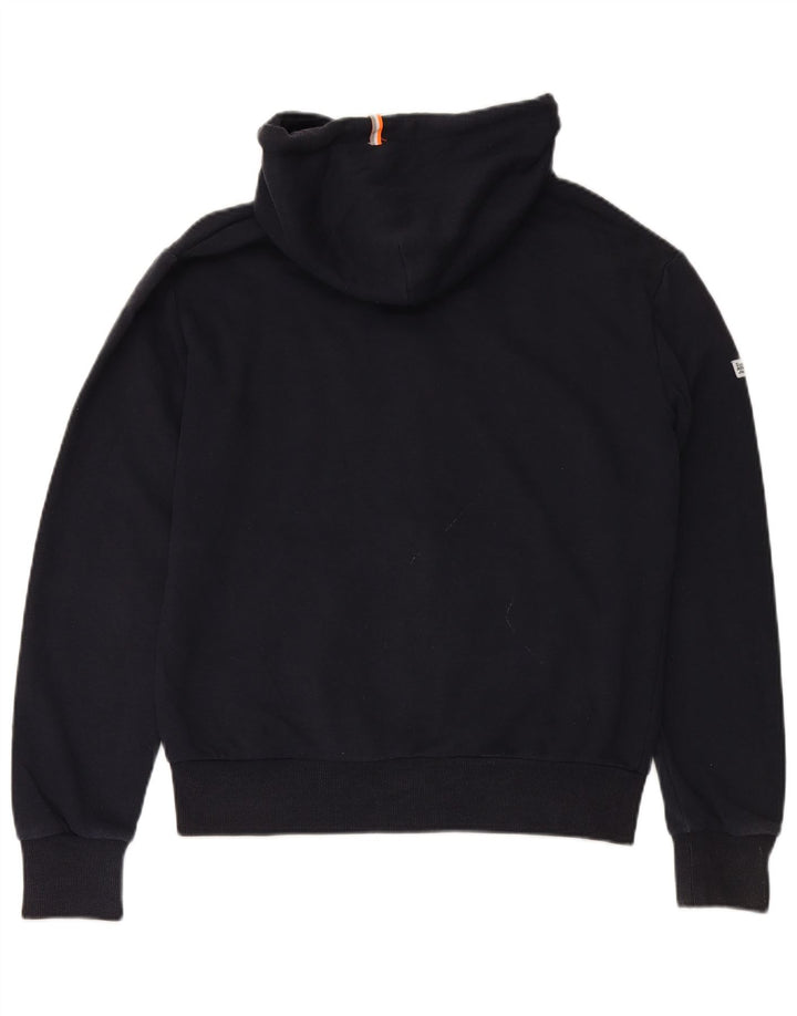 SUPERDRY Suéter con capucha y cremallera para hombre, tamaño grande, algodón azul marino