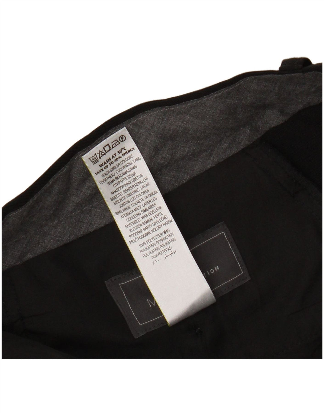 Marks & Spencer Pantalón de traje de corte regular para hombre W34 L27 Poliéster negro