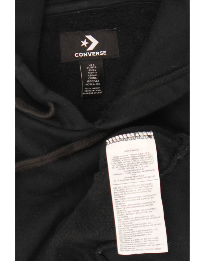 Converse - Sudadera con capucha para hombre, talla grande, algodón negro