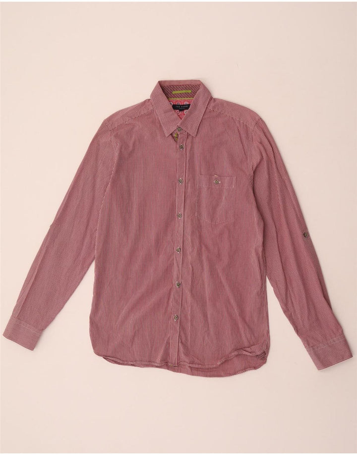 Ted Baker Camisa para hombre Talla 3 Mediana Algodón a cuadros rojo