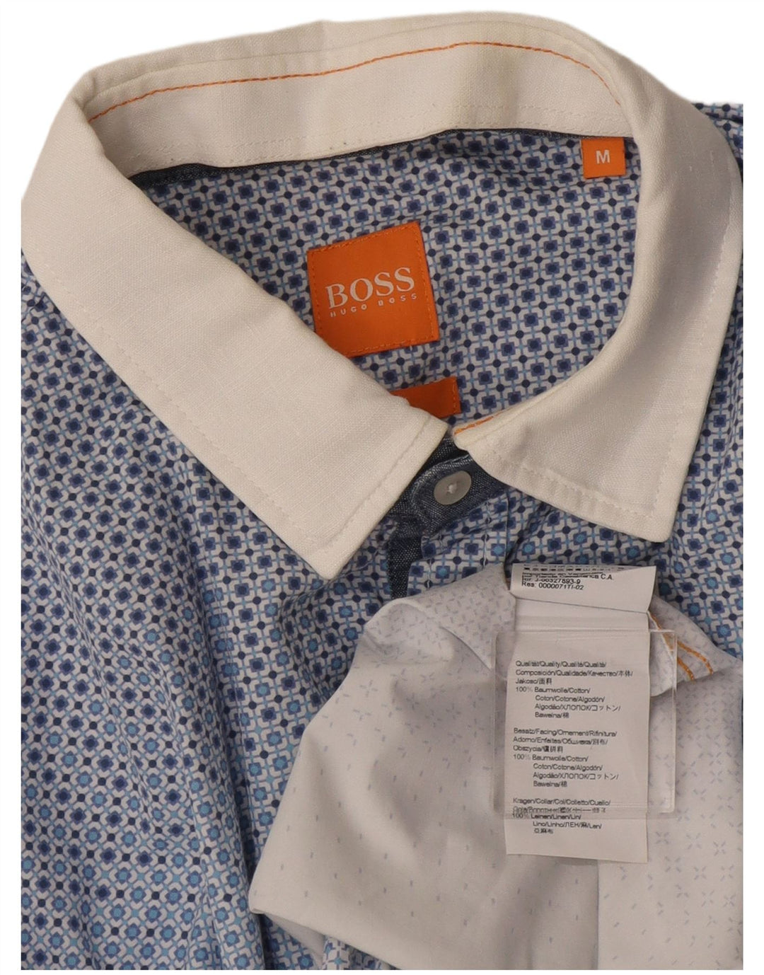 Camisas Hugo Boss Hombre Algodón Geométrico Azul Medio