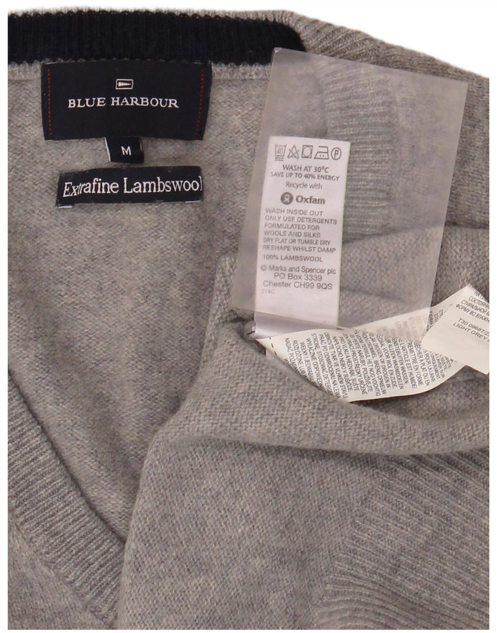 Marks & Spencer Jersey azul con cuello en V para mujer, talla 44, color gris medio