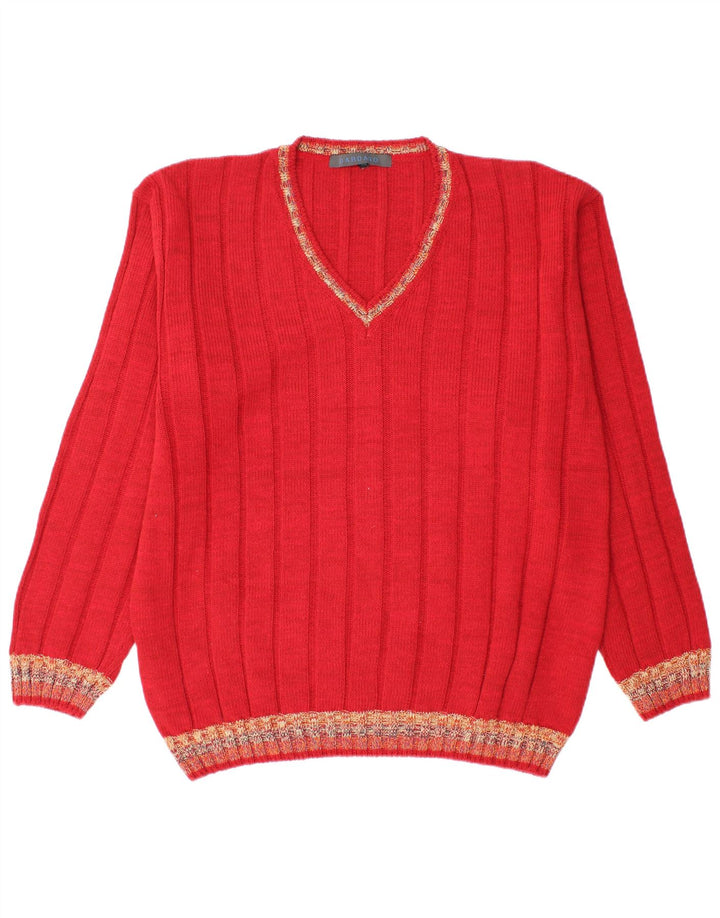 Dardano - Jersey con cuello en V para hombre, talla 2XL, lana roja
