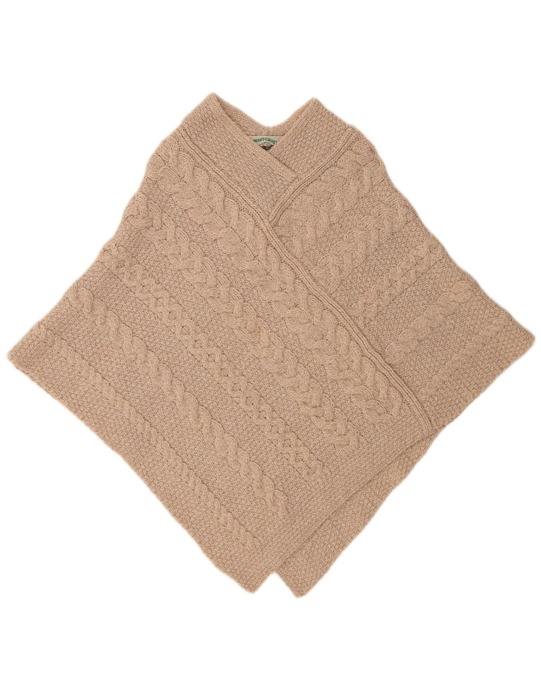Aran Crafts Jersey Poncho de Gran tamaño para Mujer UK 10 Small Beige Lana Merino