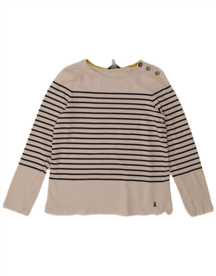 Joules Top Mujer Manga Larga UK 42 Algodón A Rayas Blanco Mediano