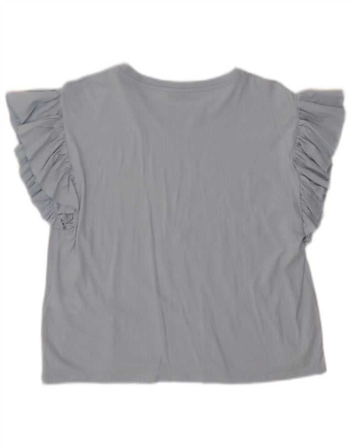 ZARA Blusa Mujer Top UK 40 Algodón Azul Medio
