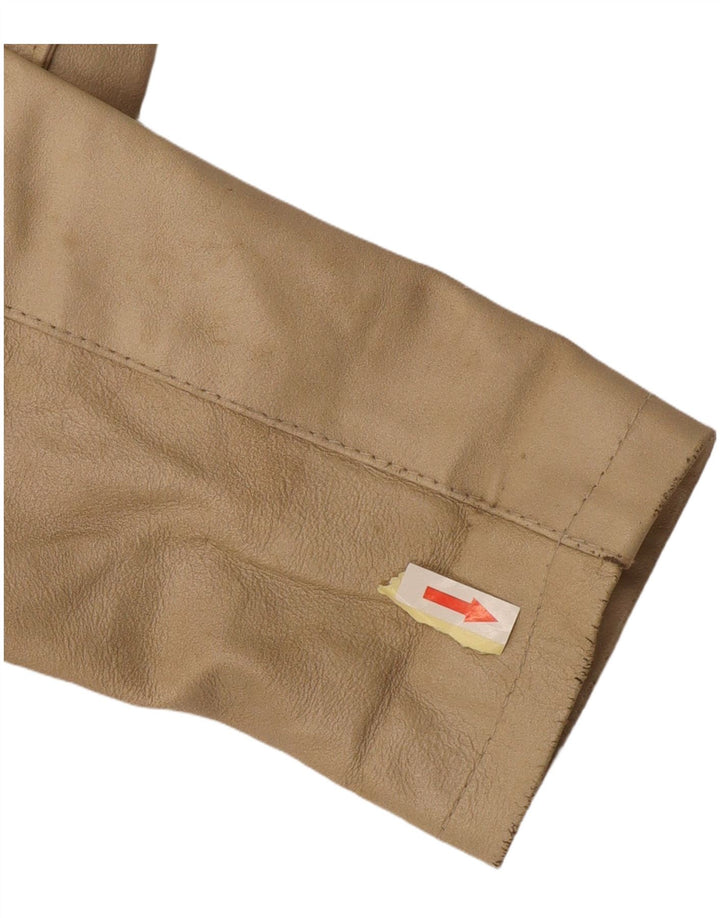 Viamaestra Chaqueta de cuero para mujer UK 12 Cuero beige mediano