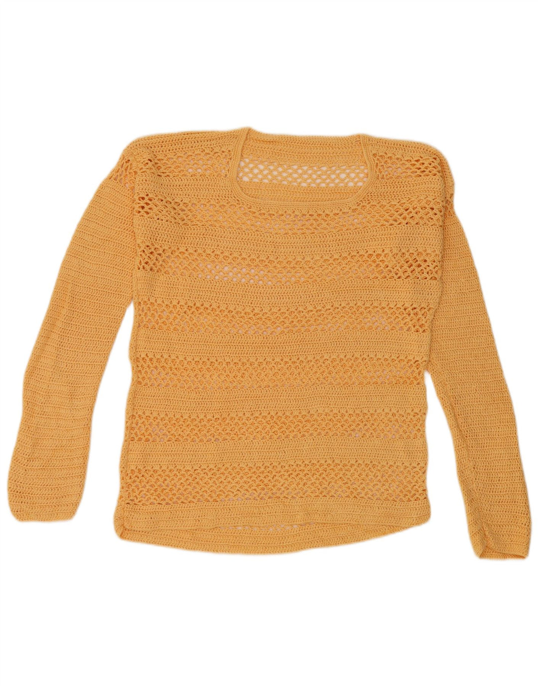 Vintage mujer crochet blusa Top Reino Unido 14 amarillo grande