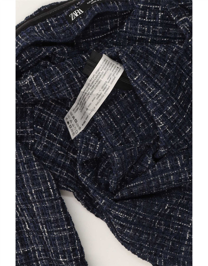 Zara Top con hombros descubiertos para mujer UK 40 Medio Azul marino Poliéster a cuadros