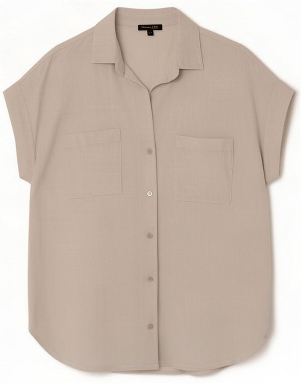Massimo Dutti Blusa tipo camisa extragrande de manga corta para mujer UK 44 Azul medio