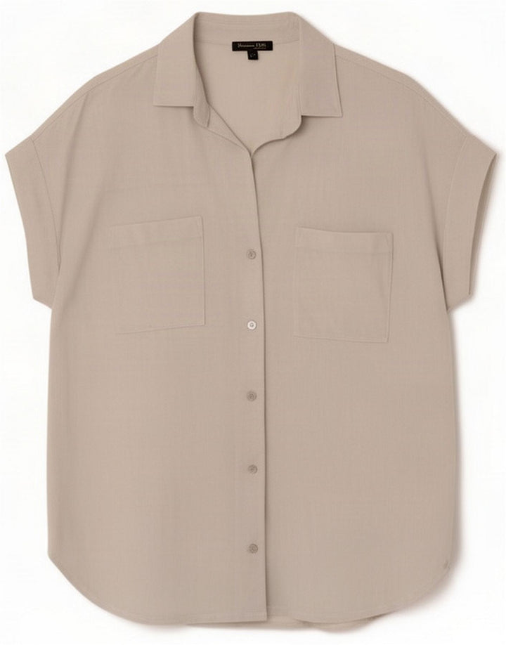Massimo Dutti Blusa tipo camisa extragrande de manga corta para mujer UK 44 Azul medio