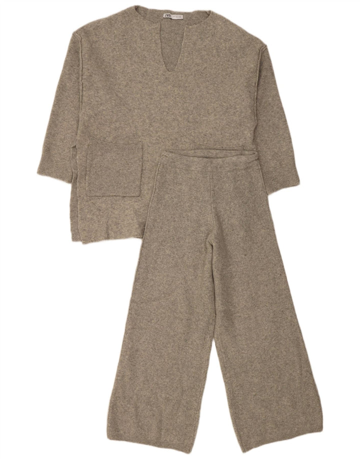 Zara Mujer Conjunto De Punto Extragrande De 2 Piezas Reino Unido 10 Pequeño Acrílico Gris