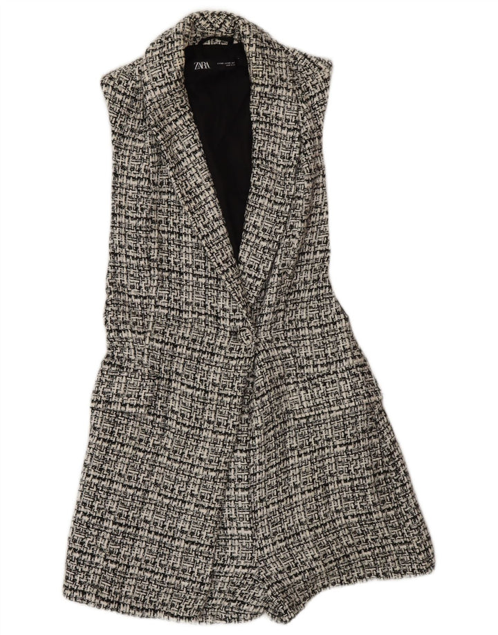 Zara Mujer Mono Corto Sin Mangas UK 6 XS Gris Cuadros Poliéster