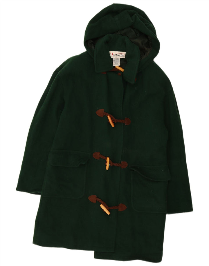 TALBOTS Abrigo de lona con capucha de gran tamaño para mujer US 8 Lana verde medio