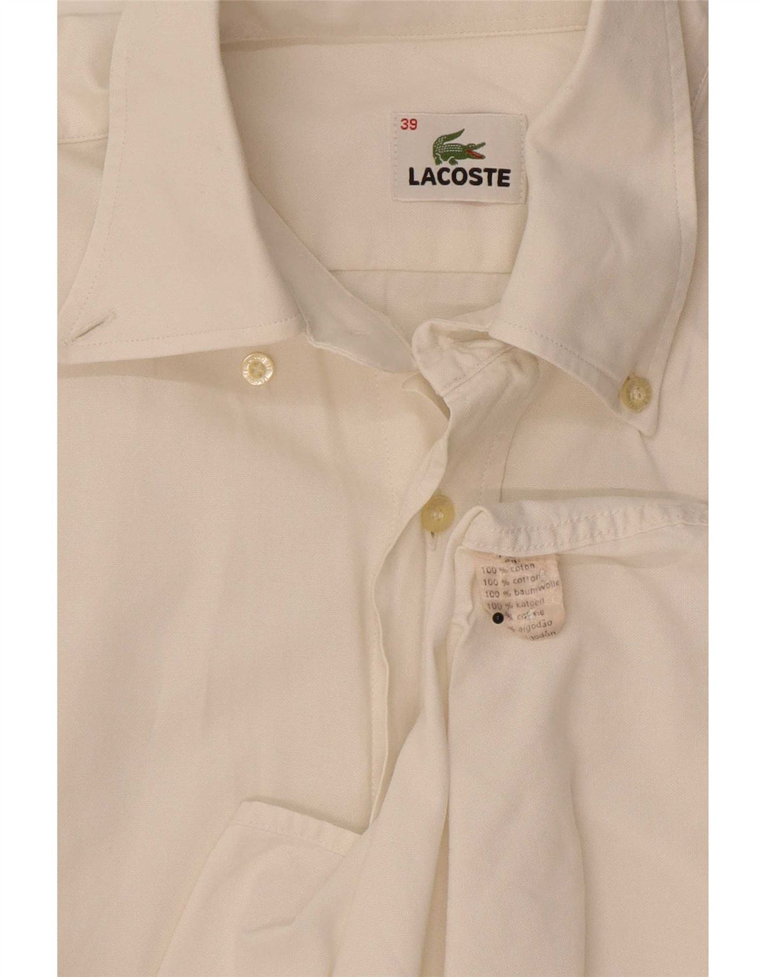 Camisa Lacoste Hombre Manga Corta Talla 39 Mediana Algodón Blanco