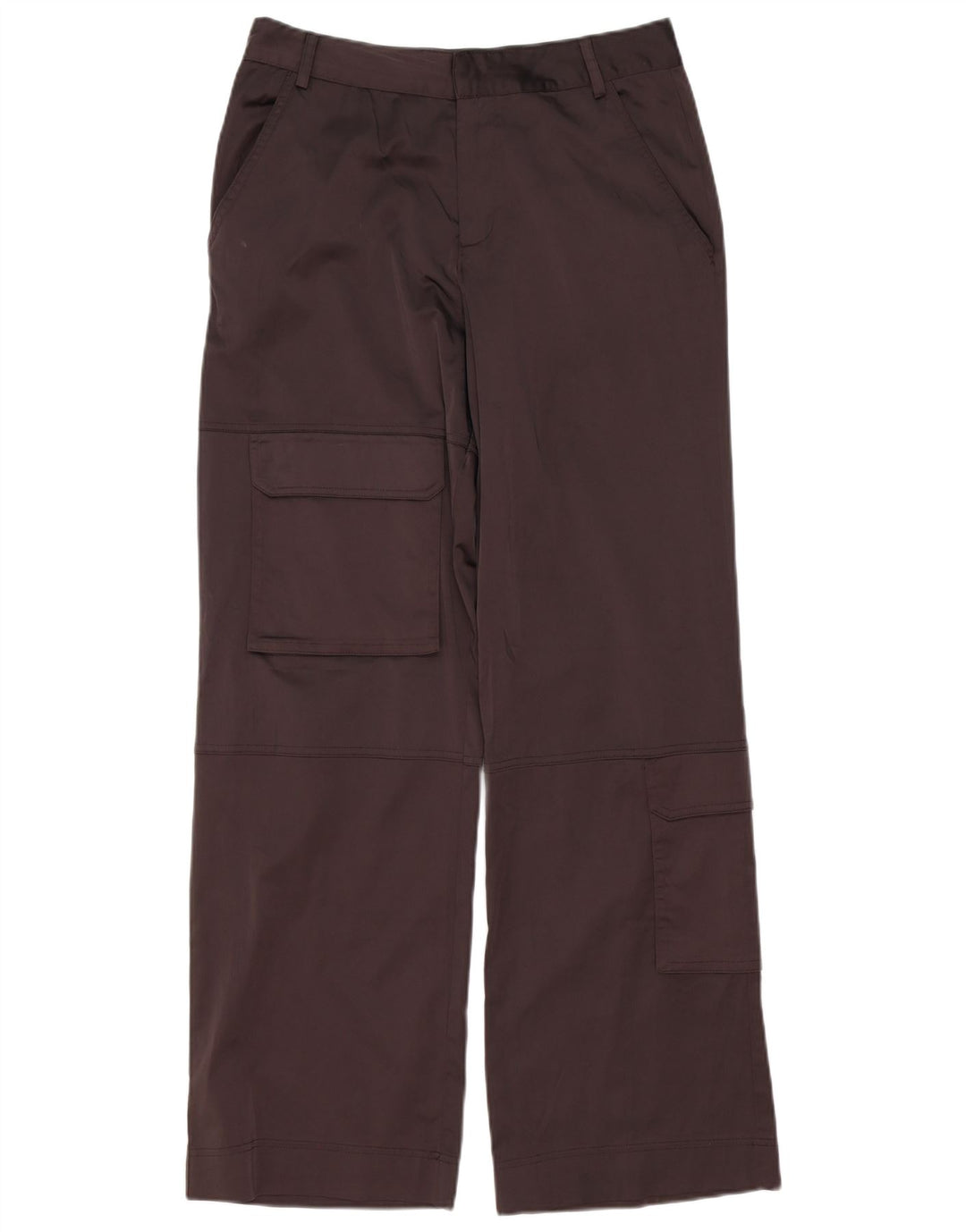 Zara Mujer Pantalones Cargo De Pierna Ancha Mediano W28 L32 Marrón Poliéster