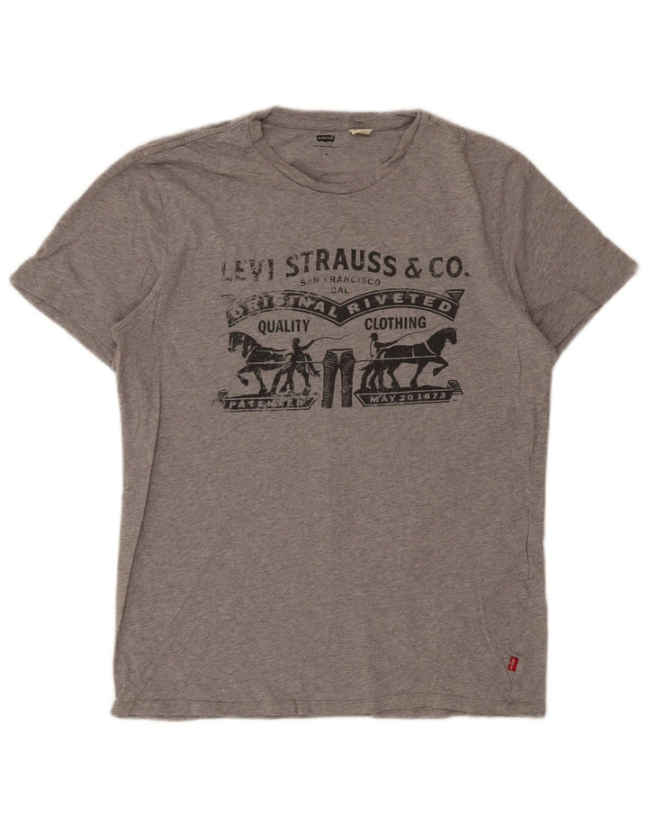 Levi's Camiseta gráfica para hombre Top gris medio moteado