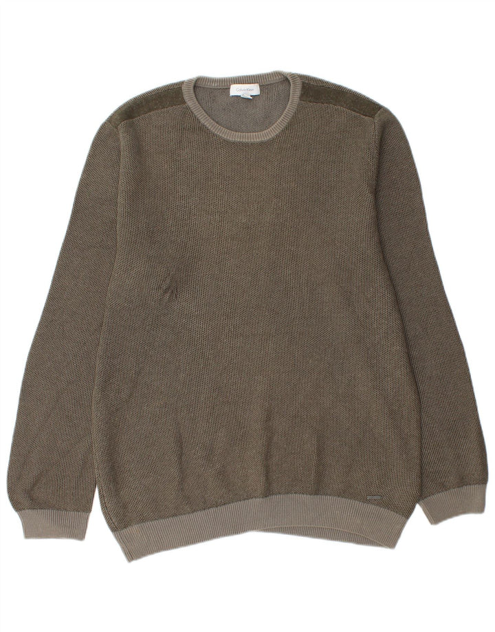 Calvin Klein Jersey con cuello redondo para hombre de algodón gris medio