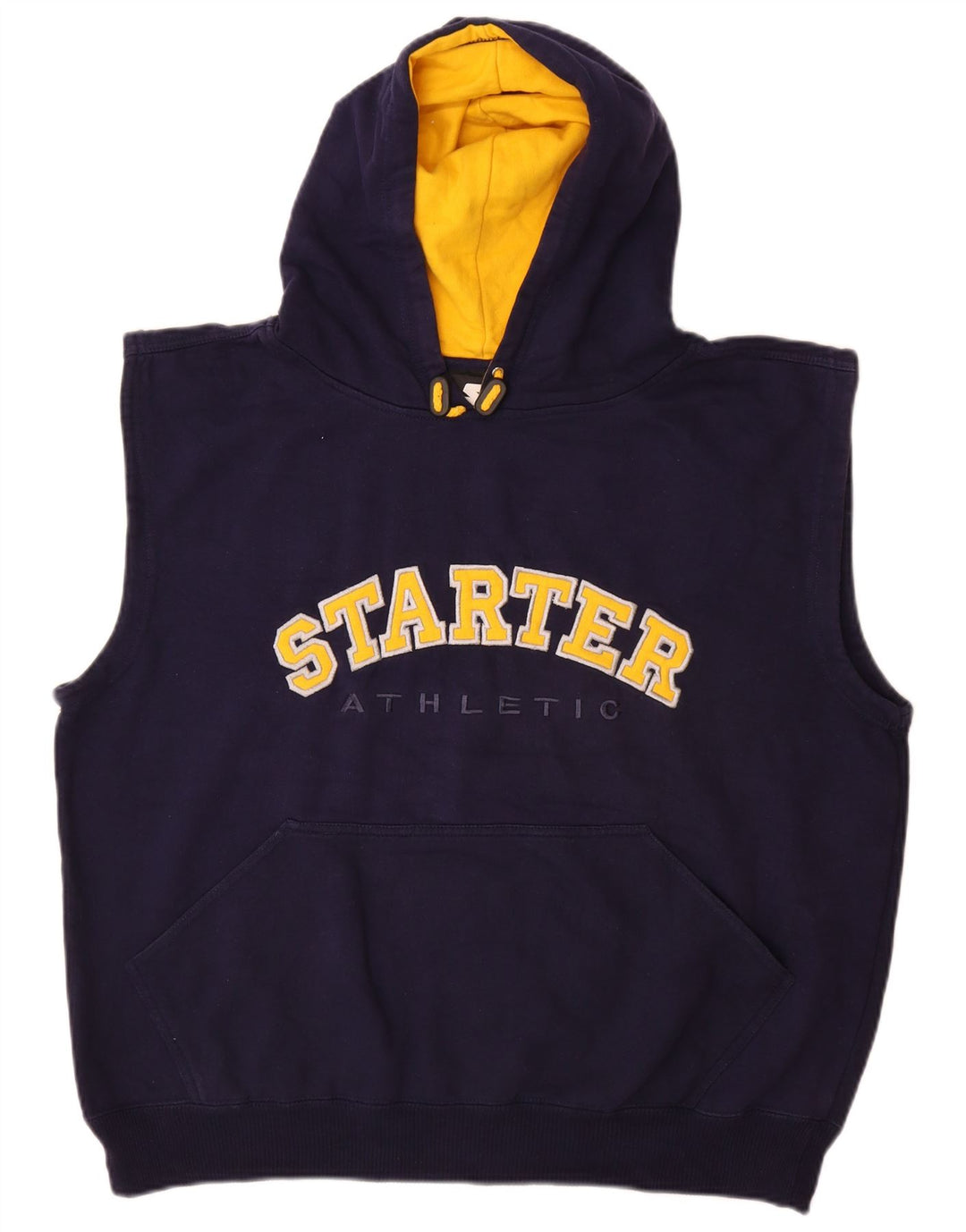 STARTER Jersey con capucha sin mangas para hombre, talla grande, algodón azul marino