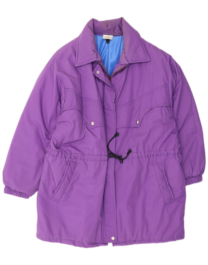 Vintage mujer acolchado abrigo Reino Unido 18 XL poliéster púrpura