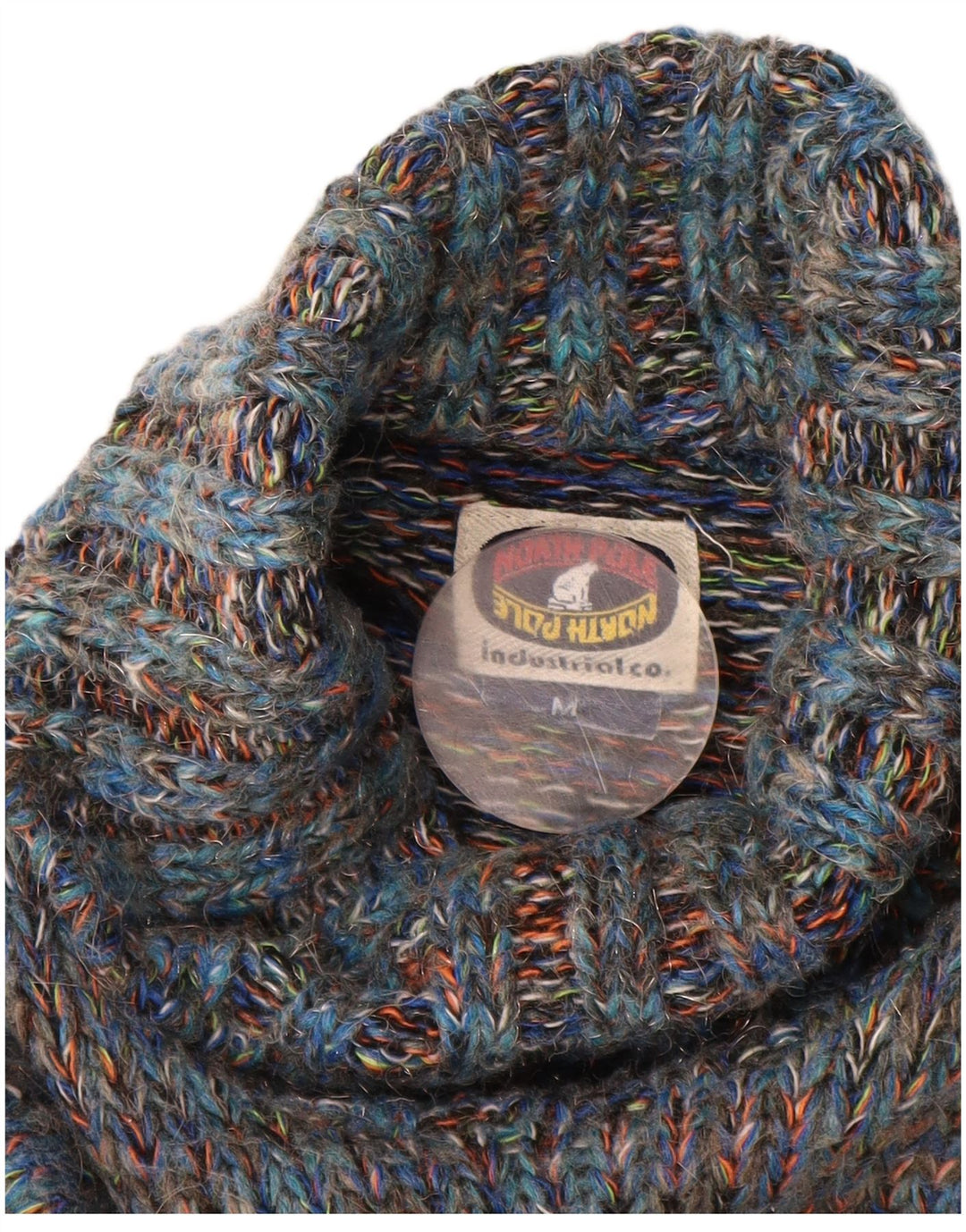 NORTH POLE Jersey con cuello vuelto para hombre de lana moteada en azul medio