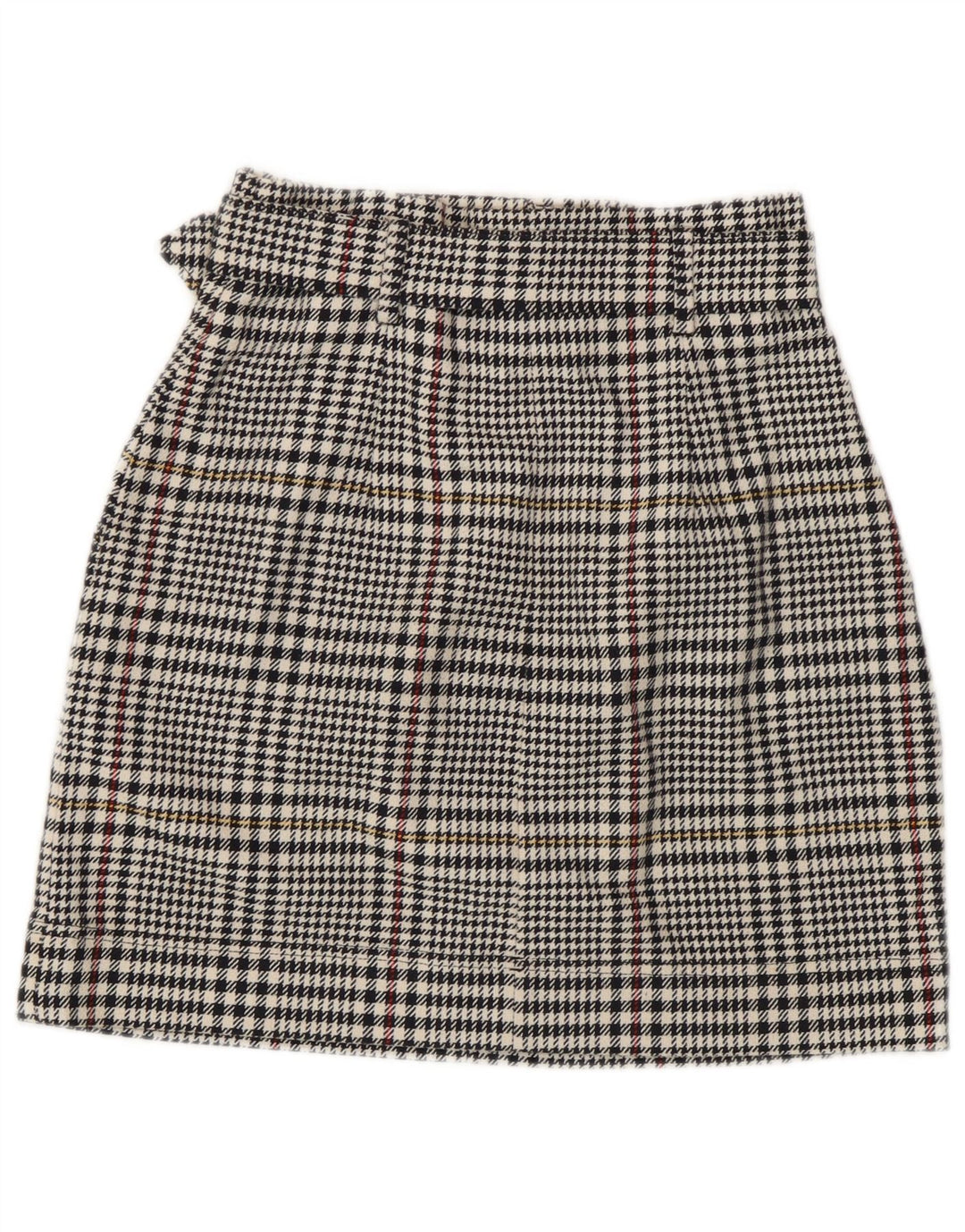 Marks & Spencer Minifalda para mujer UK 8 Small W26 Algodón de pata de gallo negro