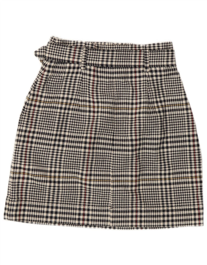 Marks & Spencer Minifalda para mujer UK 8 Small W26 Algodón de pata de gallo negro