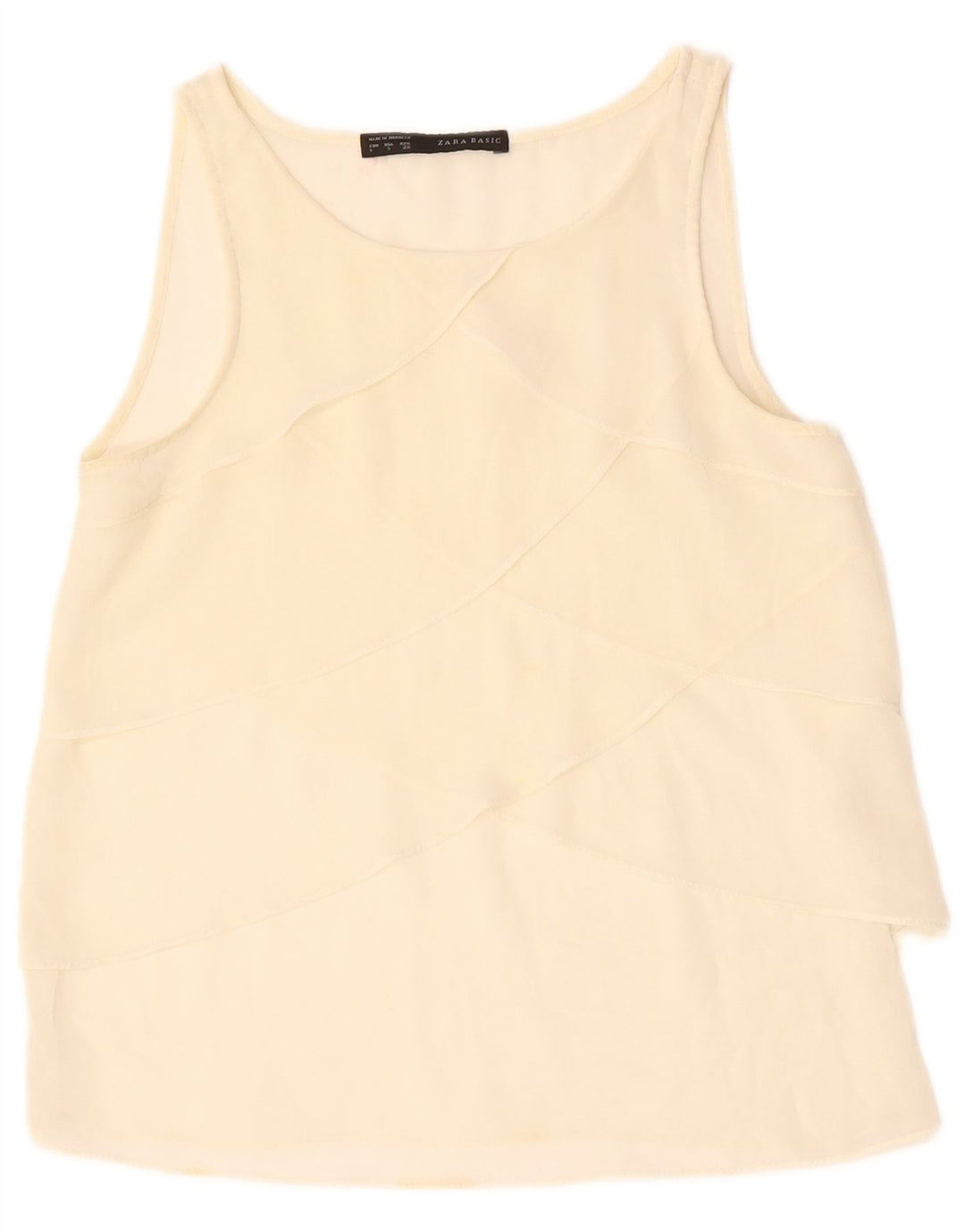 ZARA Mujer Blusa Sin Mangas Top UK 10 Small Off White