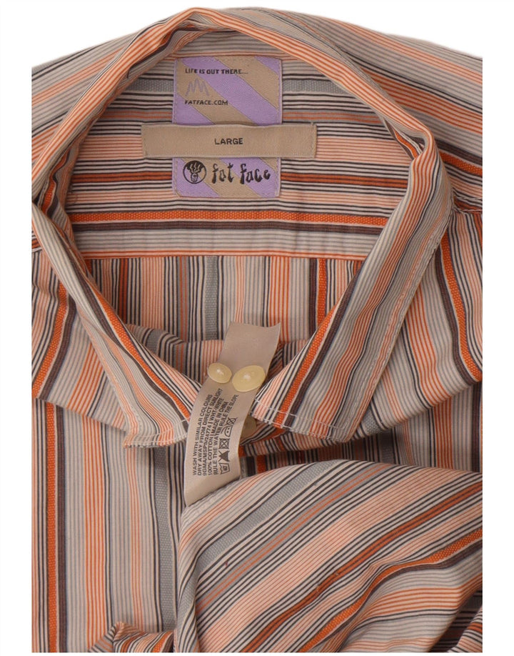 Camisa de hombre Fat Face Large de algodón a rayas multicolores