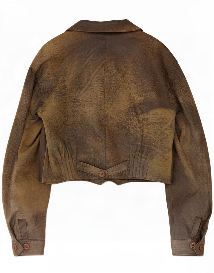Chaqueta corta de cuero vintage para mujer EU 38 Marrón medio