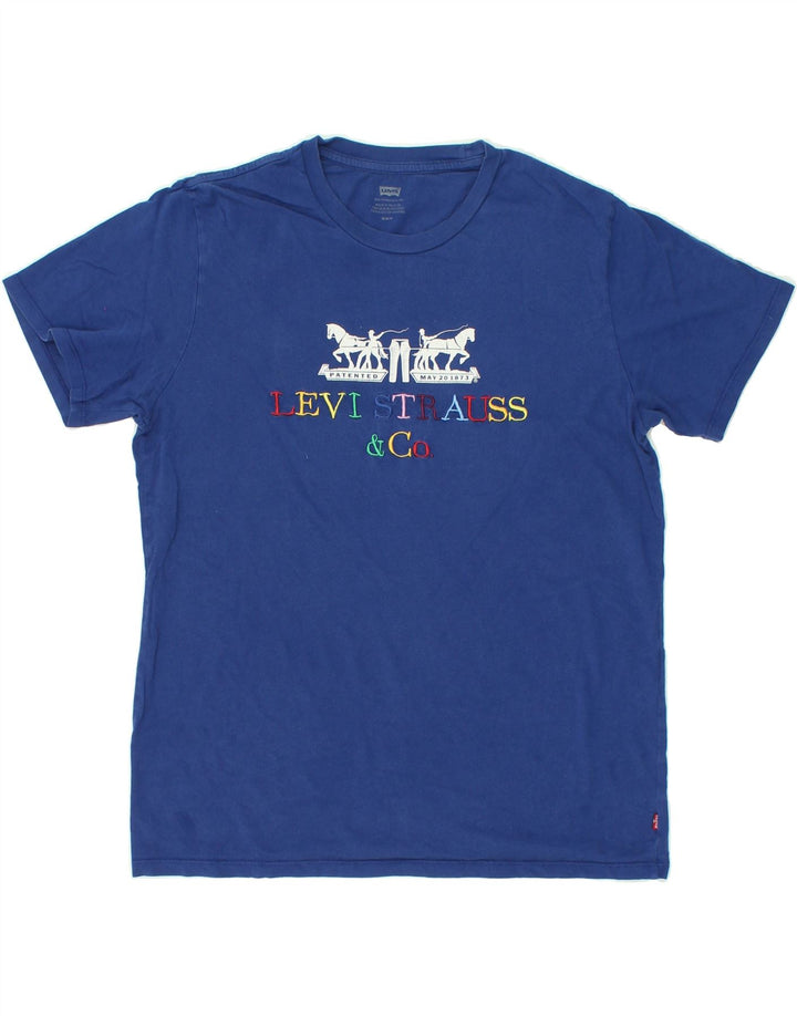 LEVI'S Mens Graphic T-Shirt Top Medium Blue Cotton Vintage Levi's and Second-Hand Levi's from Messina Hembry 