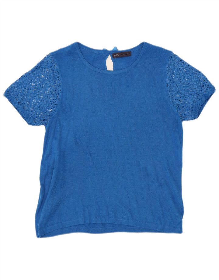 Marks & Spencer Jersey con Cuello Barco para Mujer UK 40 Azul Medio