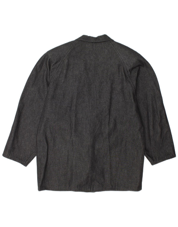 VINTAGE Womens Denim 1 Button Blazer Jacket UK 14 Large Grey