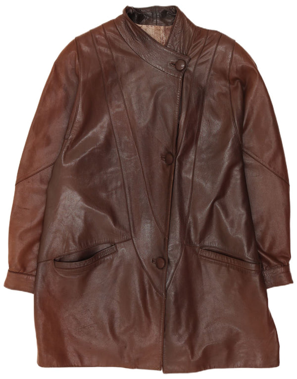 Vintage mujer abrigo de cuero de gran tamaño Reino Unido 14 marrón medio
