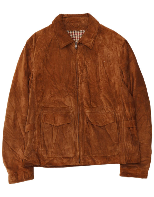 VINTAGE Chaqueta de ante para hombre IT 52 XL Cuero marrón