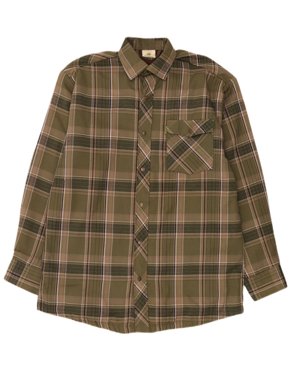 Bernwalt Hombre Camisa De Franela Grande Algodón A Cuadros Verdes