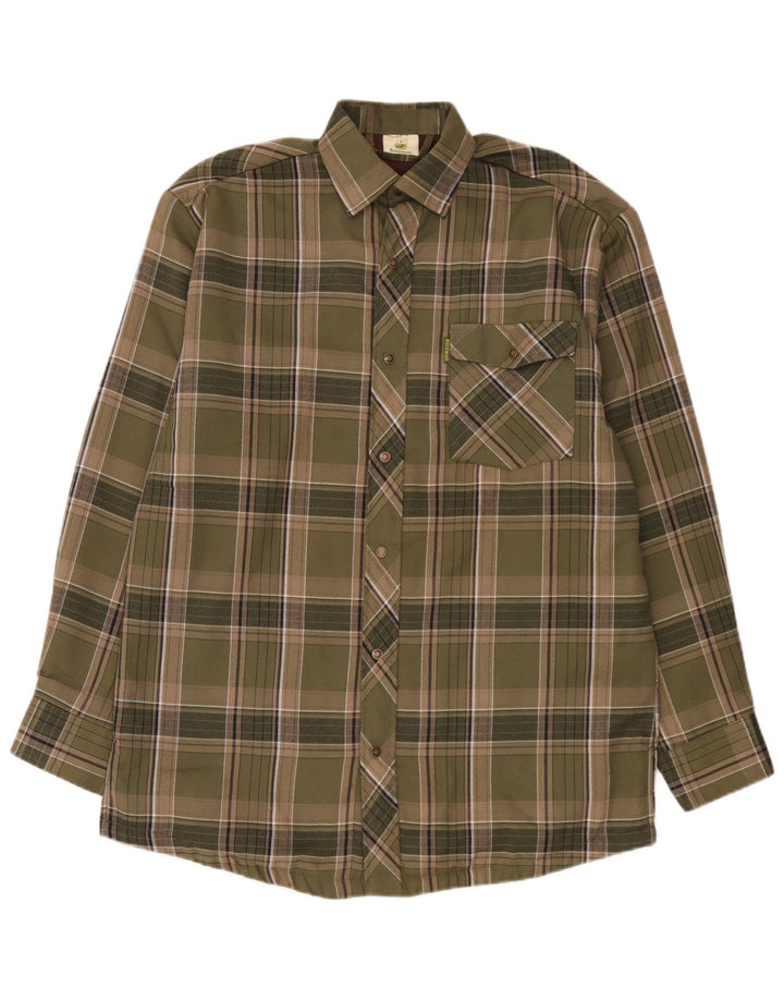 Bernwalt Hombre Camisa De Franela Grande Algodón A Cuadros Verdes