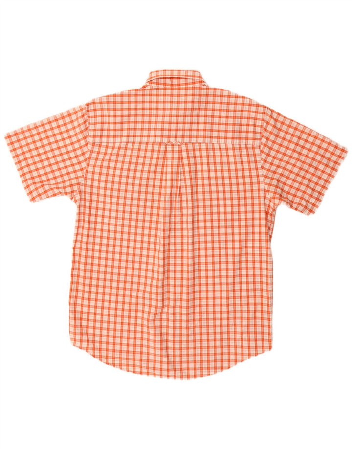 CHAPS RALPH LAUREN Camisa de manga corta para hombre Algodón a cuadros naranja medio