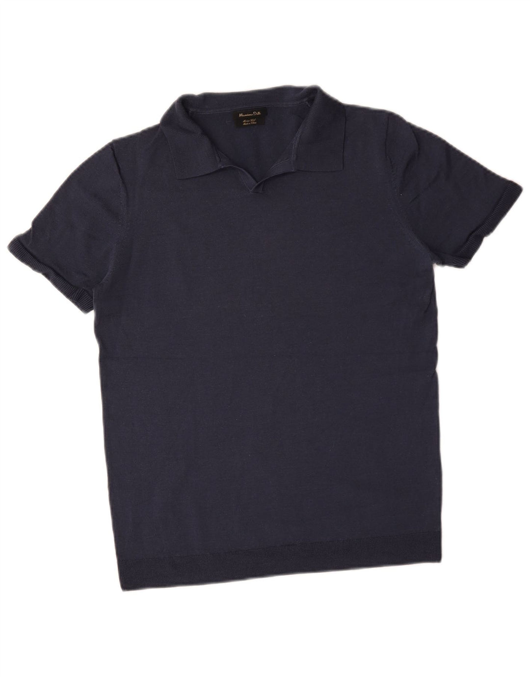 Massimo Dutti Jersey Hombre Manga Corta Cuello Polo Azul Marino Medio