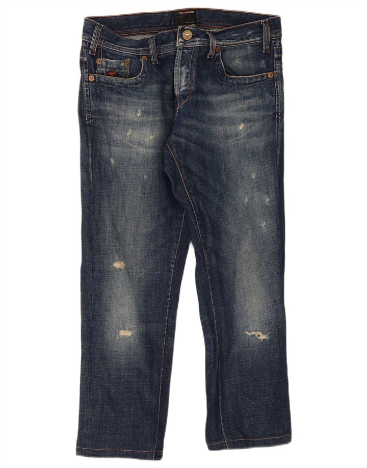 Vaqueros rectos desgastados para mujer Energie W33 L25 Algodón azul