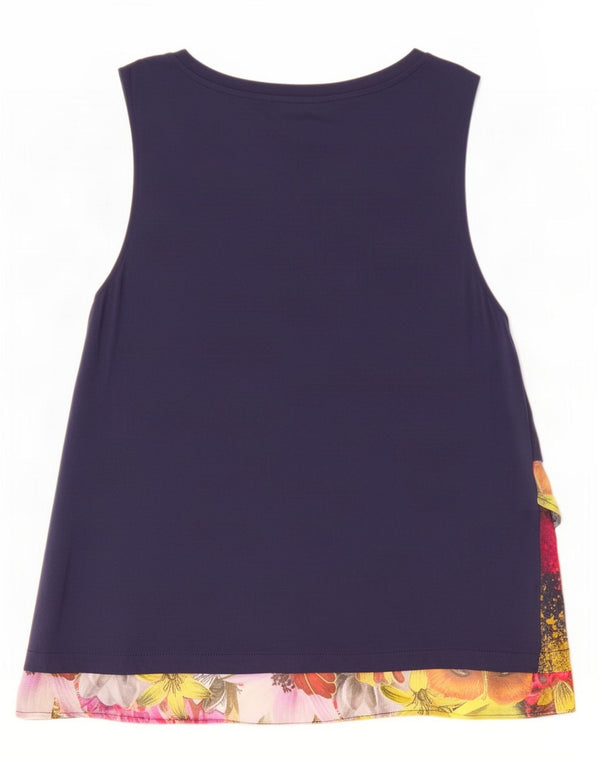 Desigual Blusa sin mangas gráfica para mujer Top UK 20 2XL Azul marino Floral