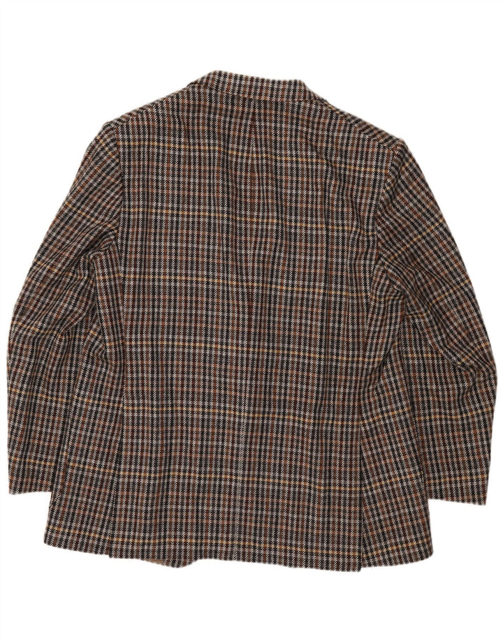 Vintage hombres 2 botones Blazer chaqueta Reino Unido 40 grande marrón Houndstooth Cashmere