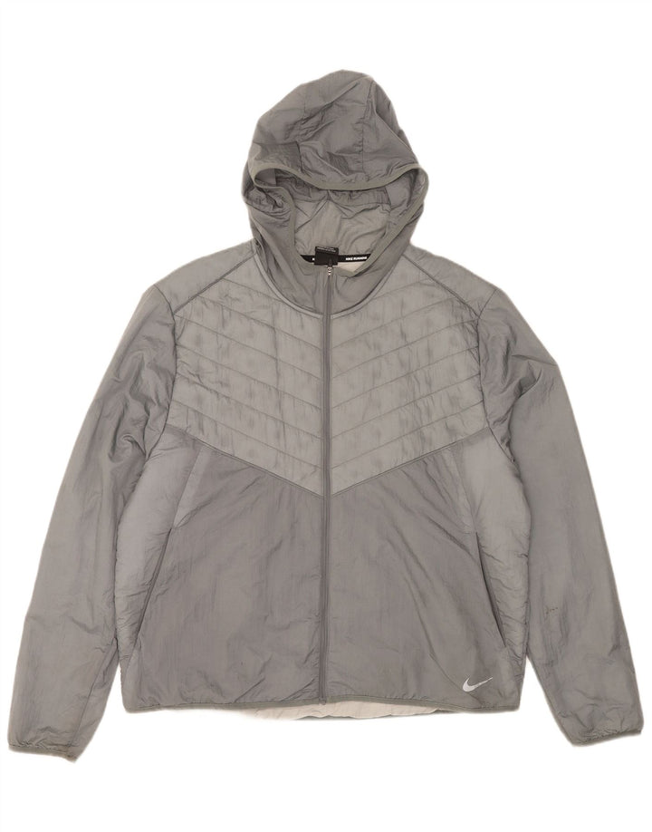 Nike Chaqueta acolchada con capucha para hombre UK 42 XL Nylon gris