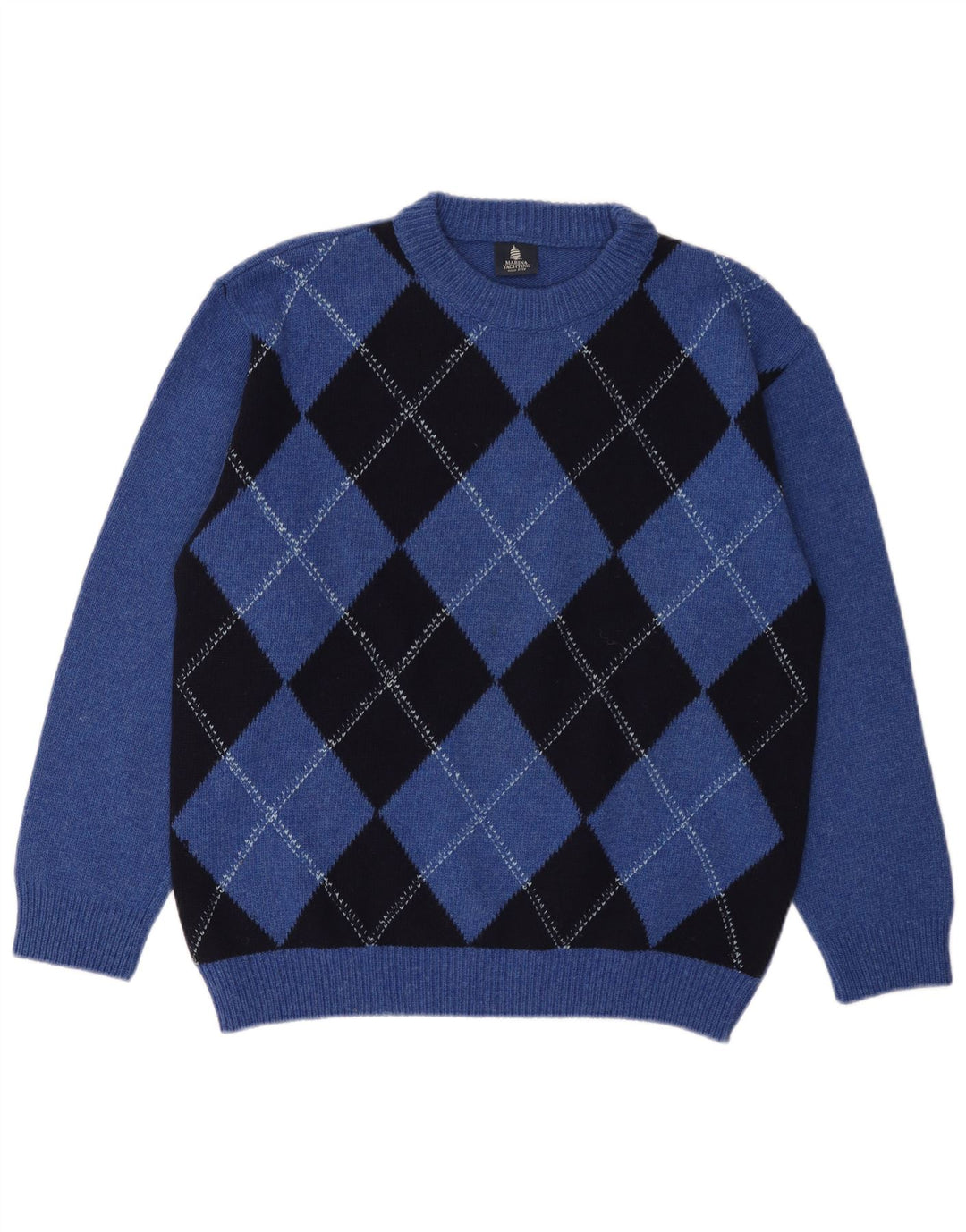 Marina Yachting Jersey De Cuello Redondo Para Hombre Azul Medio Argyle/Diamond
