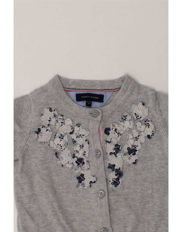 TOMMY HILFIGER Baby Girls Cardigan Sweater 9-12 Months Grey Cotton | Vintage Tommy Hilfiger | Thrift | Second-Hand Tommy Hilfiger | Used Clothing | Messina Hembry 